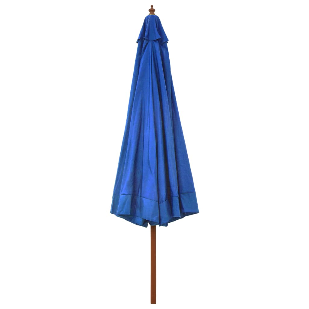 Parapluie de jardin avec bâton en bois bleu 330 cm