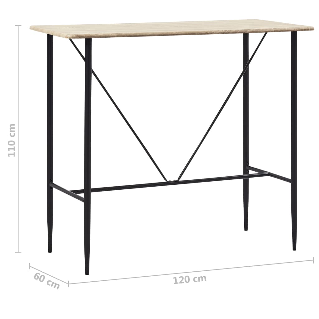 High cooking table oak color 120x60x110 cm