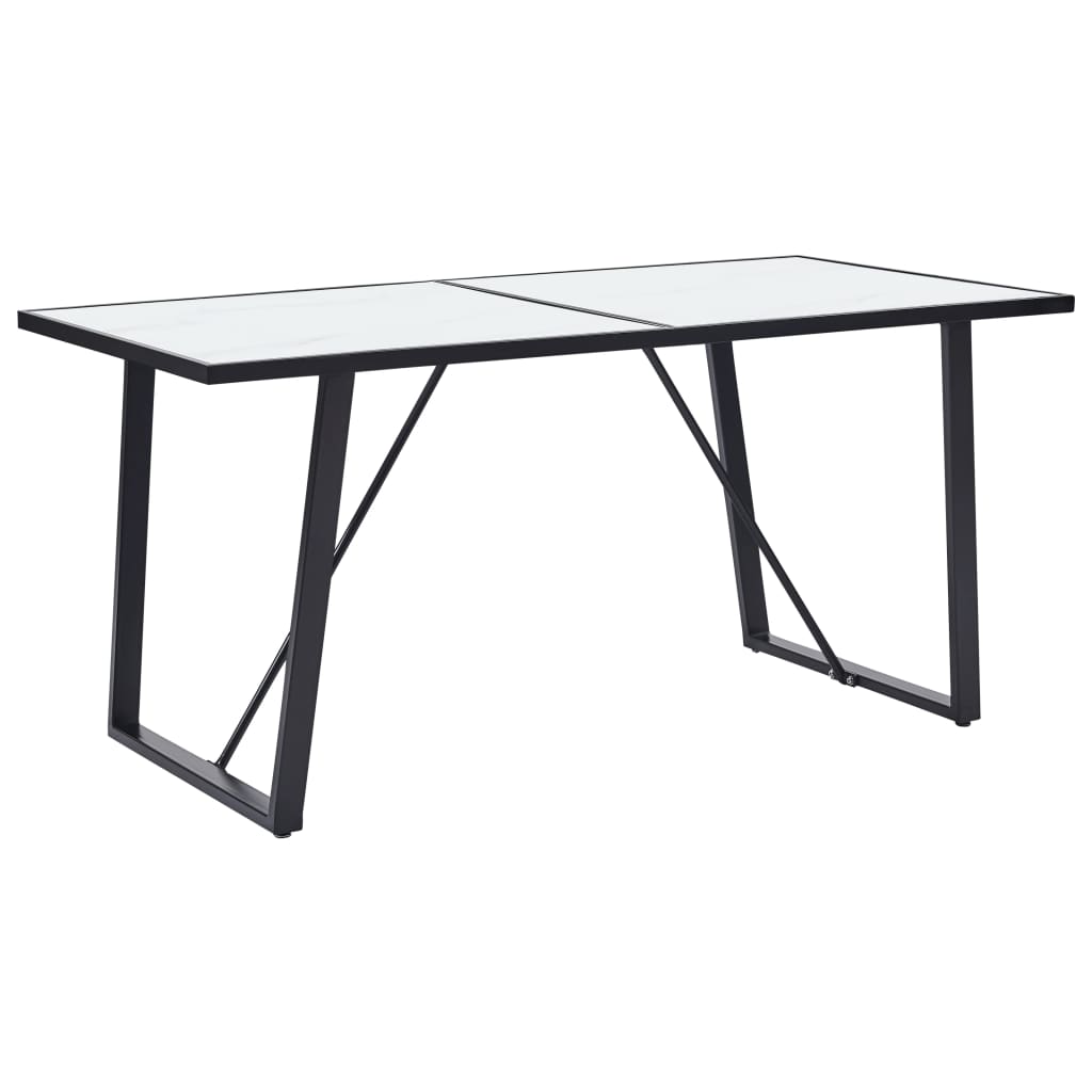 Vetonek Mesa de comedor de vidrio templado blanco 160x80x75 cm