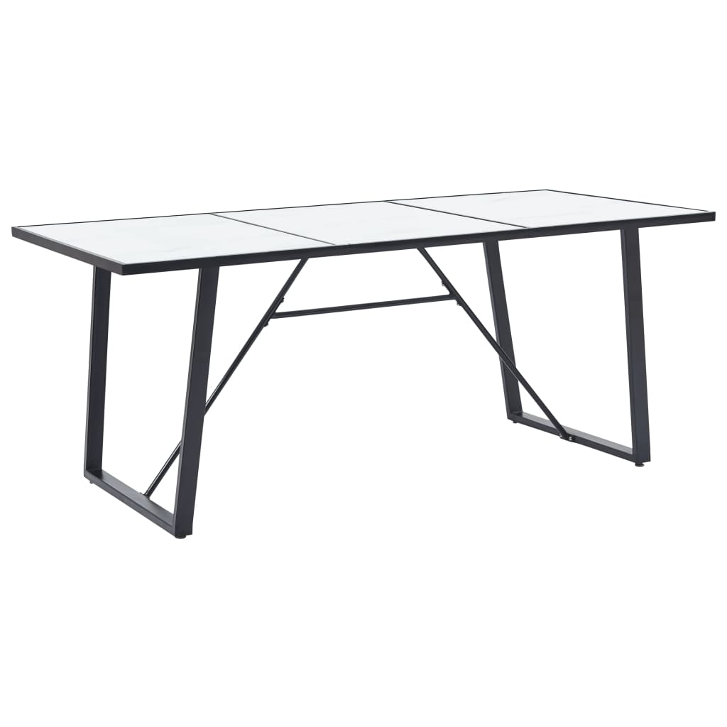 Vetonek Mesa de comedor de vidrio templado blanco 180x90x75 cm