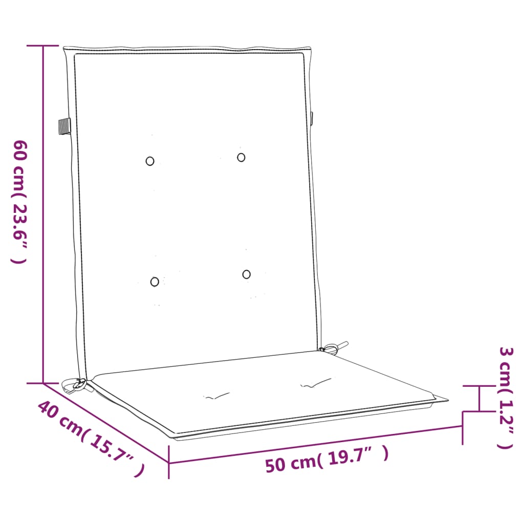 Cojín de silla de jardín respaldo bajo 2 uds tela Oxford beige