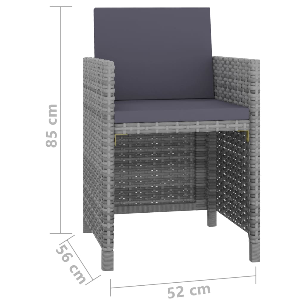 Set comedor de jardín 9 piezas y cojines ratán sintético gris vidaXL