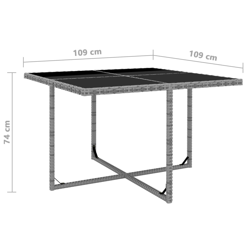 Set comedor de jardín 9 piezas y cojines ratán sintético gris vidaXL