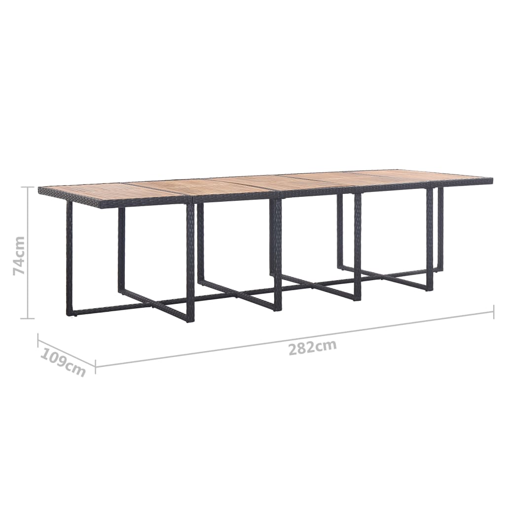 Set comedor de jardín 15 piezas y cojines ratán sintético negro vidaXL