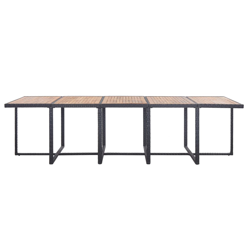 Set comedor de jardín 15 piezas y cojines ratán sintético negro - Vetonek