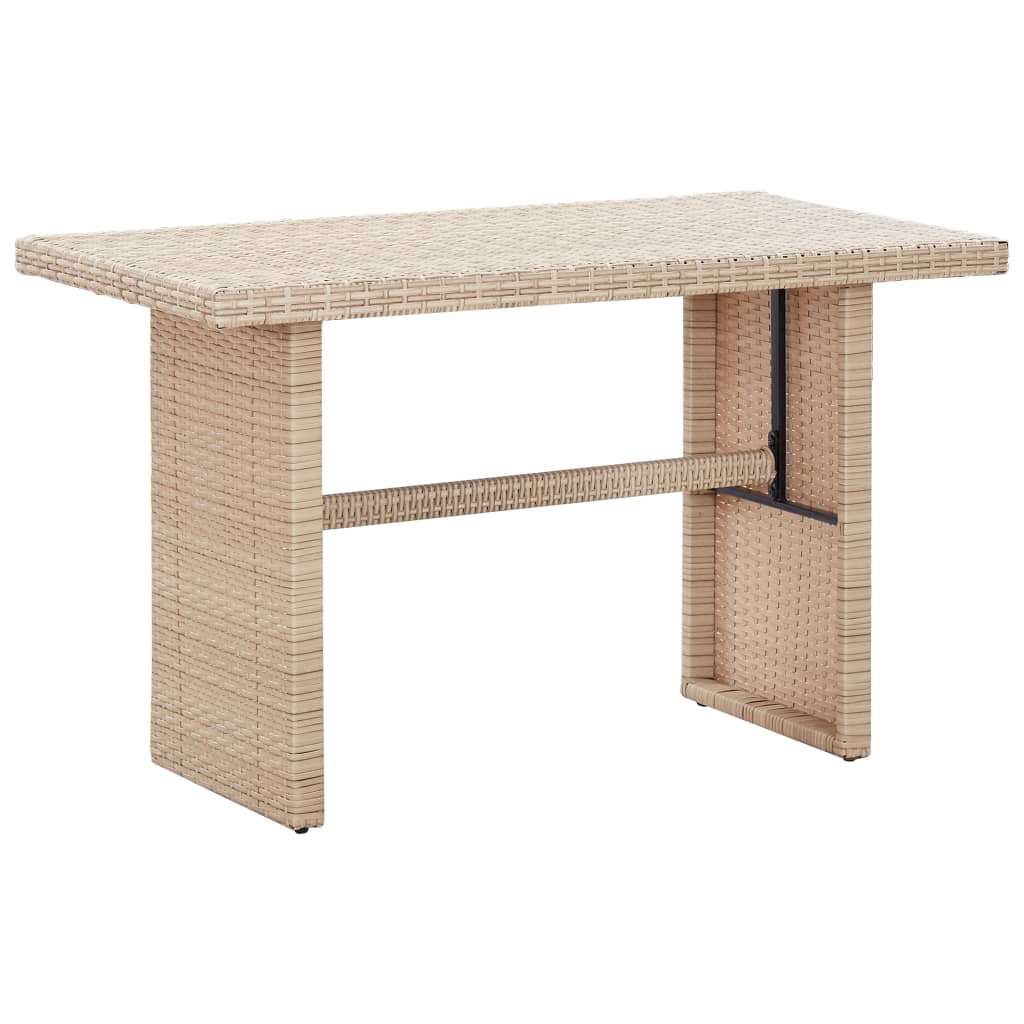 Vetonek Mesa de jardín de ratán sintético beige 110x60x67 cm