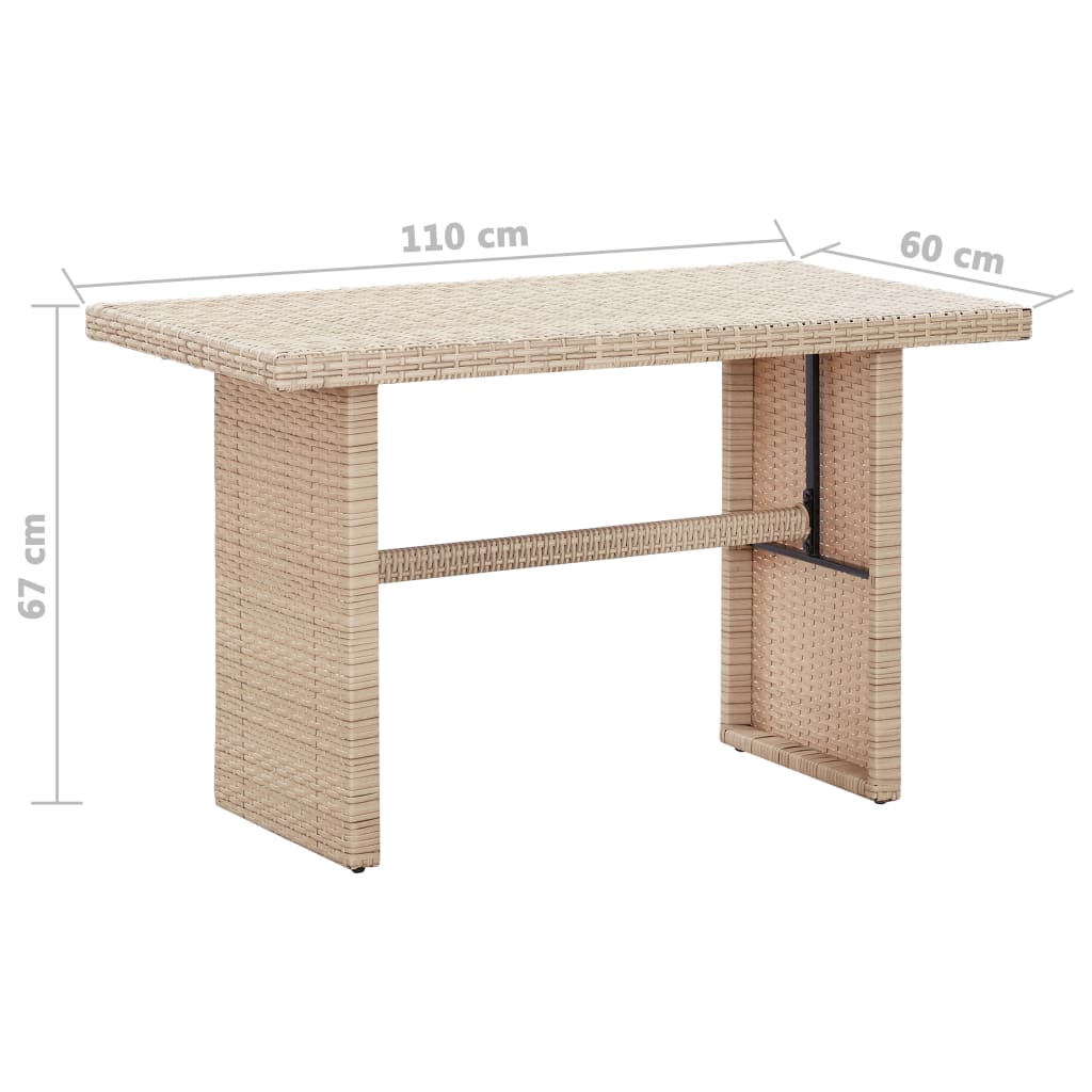 Beige Synthetic Garden Table 110x60x67 cm