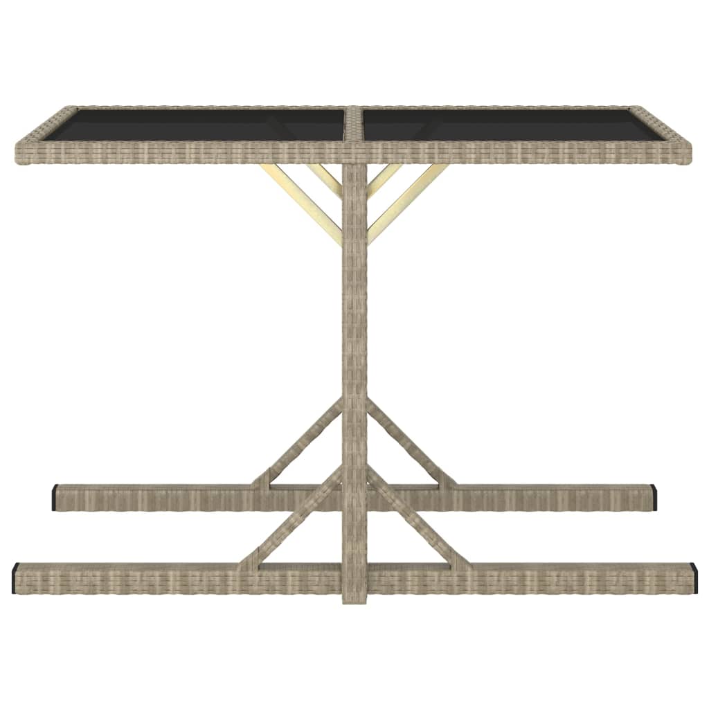 Mesa de jardín de vidrio y ratán sintético beige 110x53x72 cm