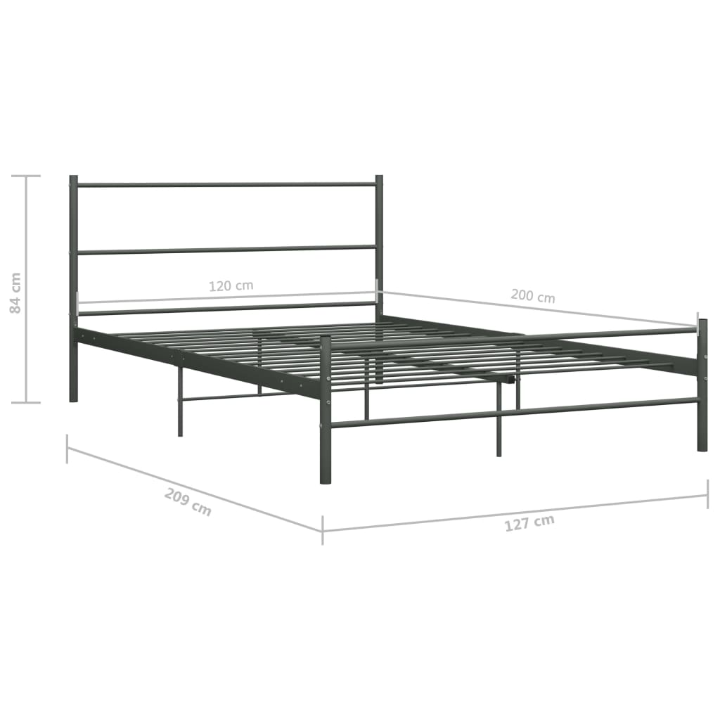 Estructura de cama sin colchón metal gris 120x200 cm vidaXL