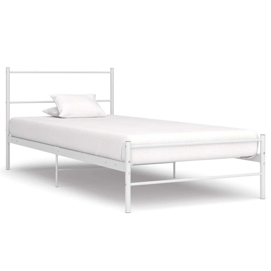 Vetonek Estructura de cama sin colchón metal blanco 100x200 cm