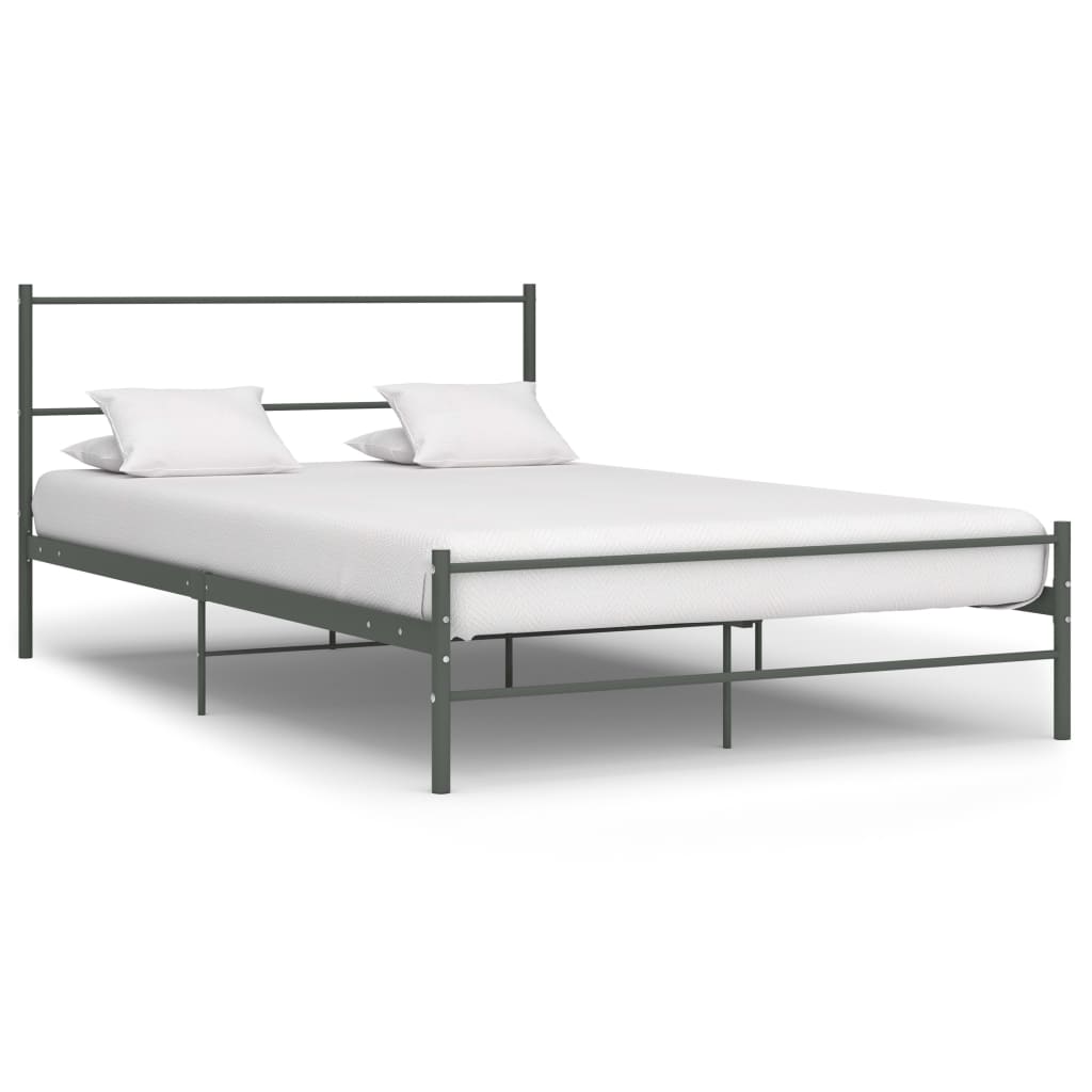 Vetonek Estructura cama con cabecero sin colchón metal gris 160x200 cm