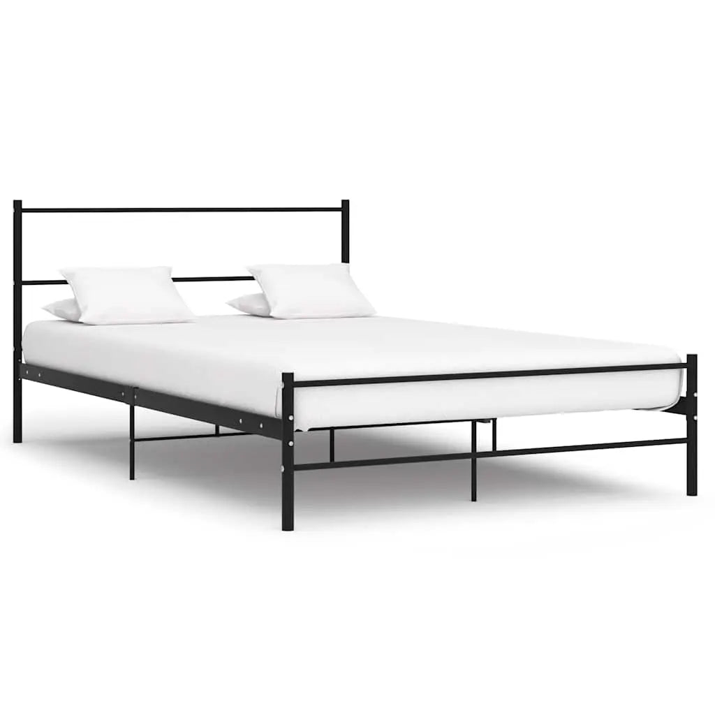 Vetonek Estructura cama con cabecero sin colchón metal negro 140x200 cm