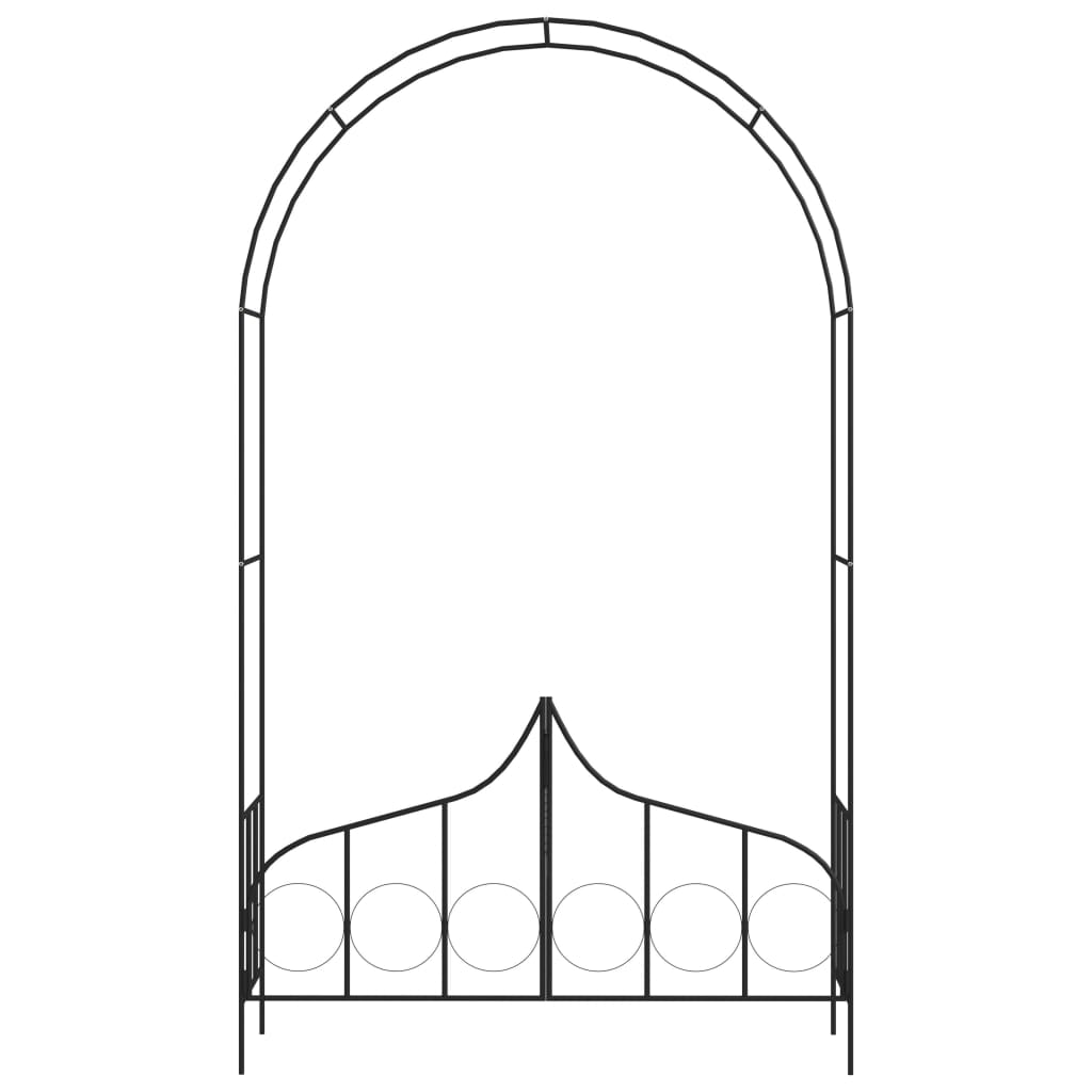 Arco de jardín con puerta hierro negro 138x40x238 cm