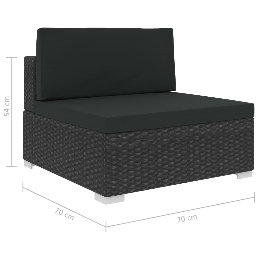 Set de muebles de jardín y cojines 7 pzas ratán sintético negro vidaXL