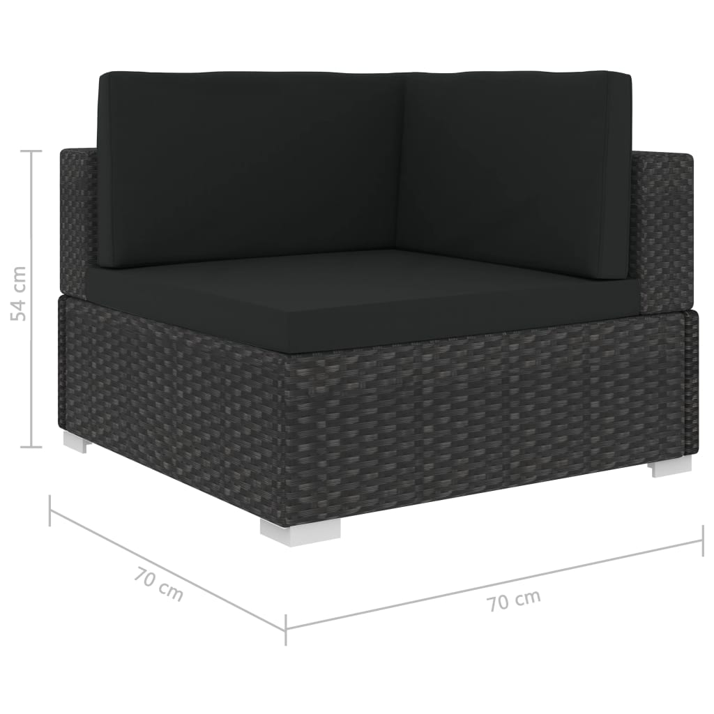 Set muebles de jardín 6 piezas y cojines ratán sintético negro vidaXL