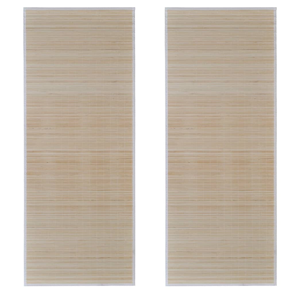 Tapetes retangulares de bambu natural 2 unidades 120x180 cm