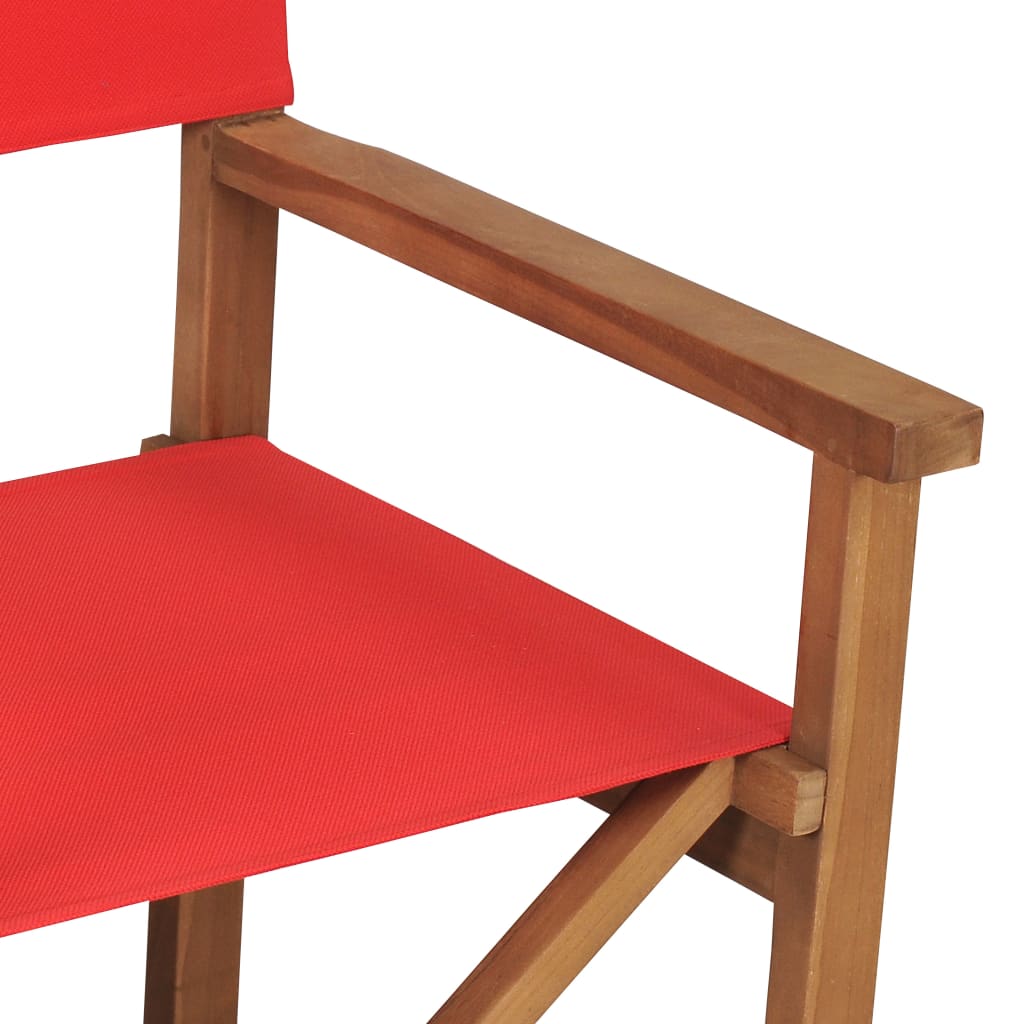 Silla de director madera maciza de teca rojo vidaXL