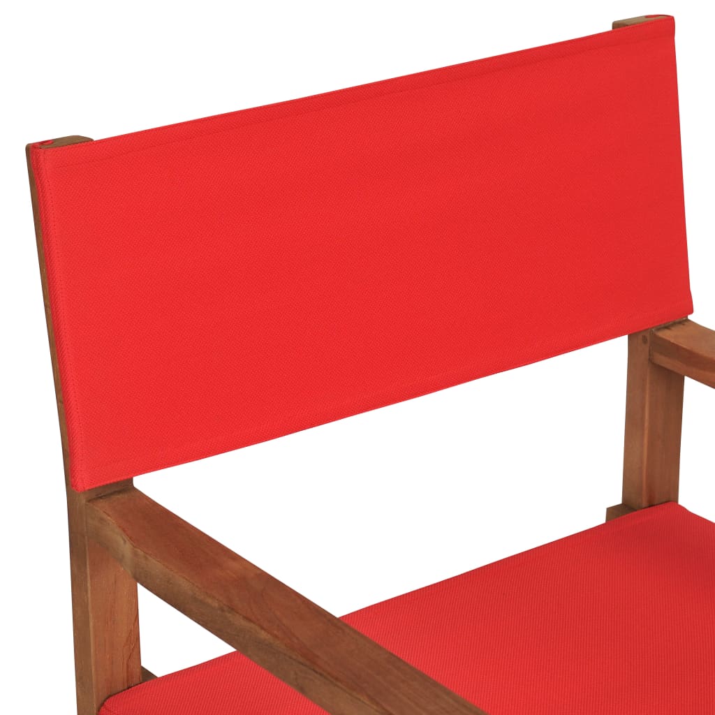 Silla de director madera maciza de teca rojo vidaXL