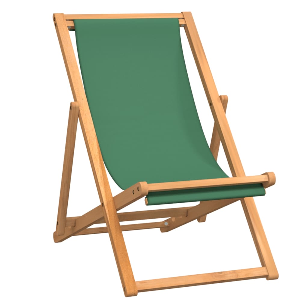 Silla de playa plegable madera maciza de teca verde vidaXL