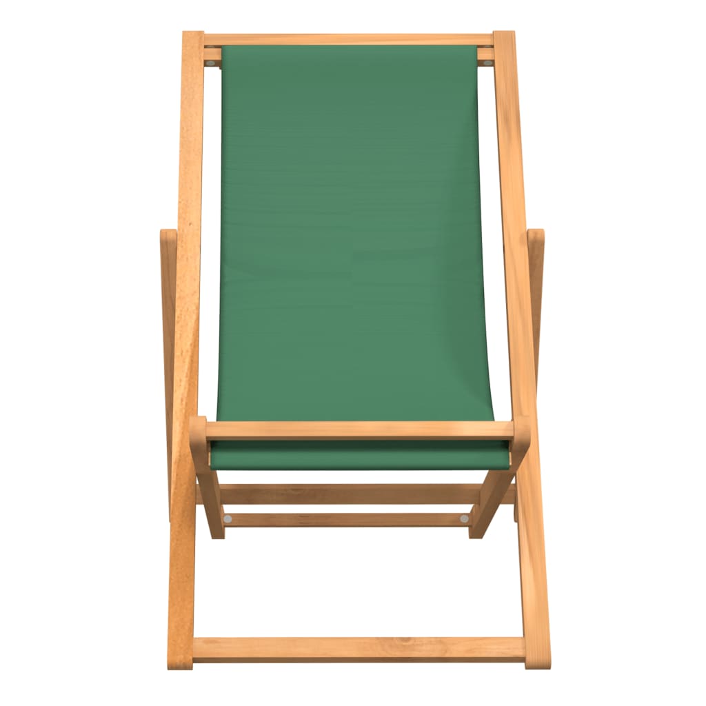 Silla de playa plegable madera maciza de teca verde vidaXL