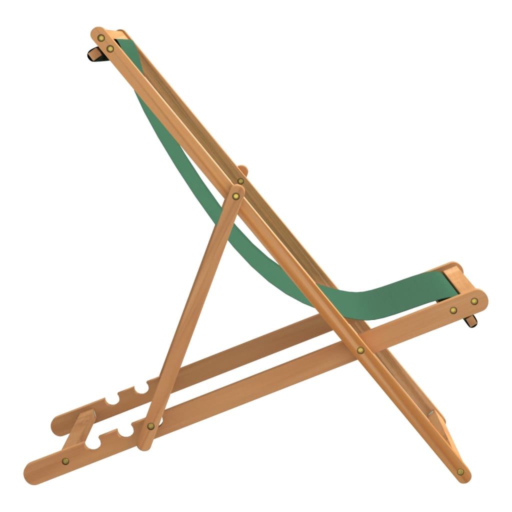 Silla de playa plegable madera maciza de teca verde vidaXL