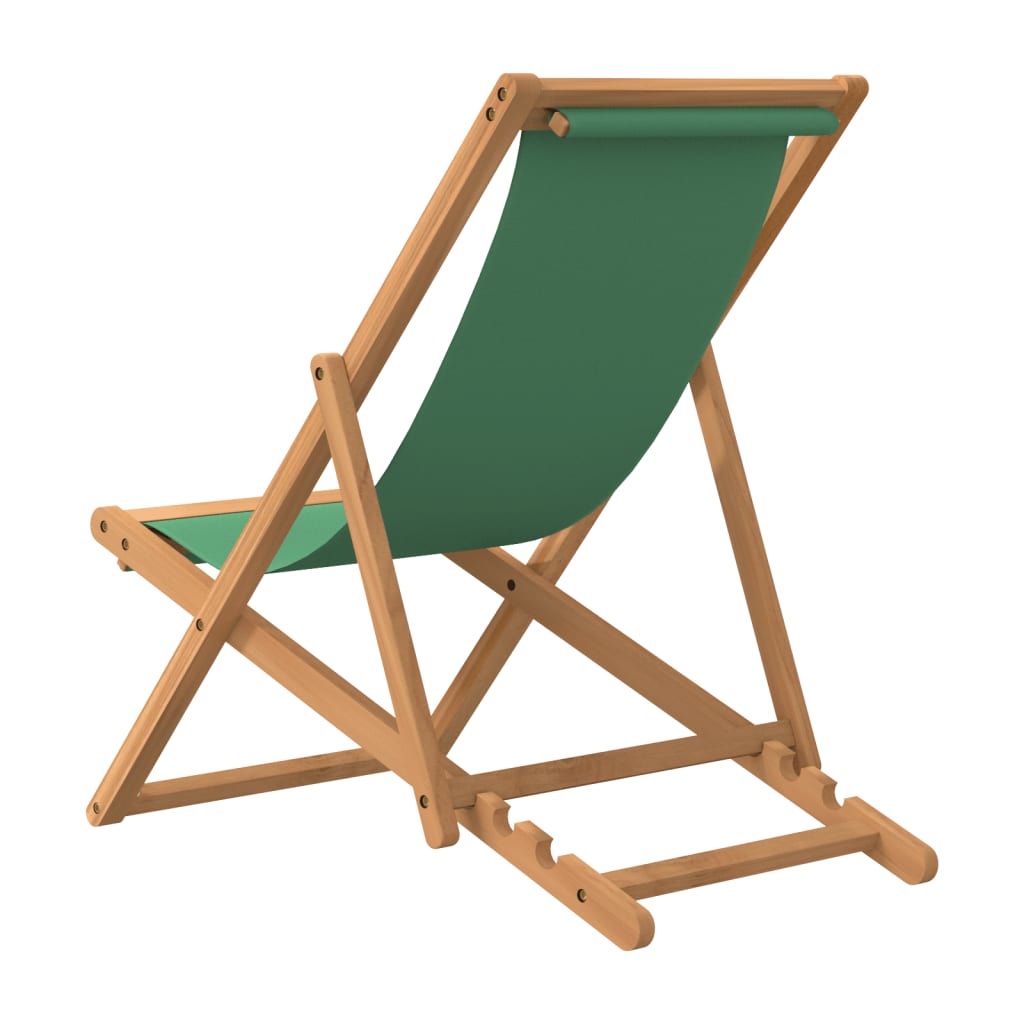 Silla de playa plegable madera maciza de teca verde vidaXL