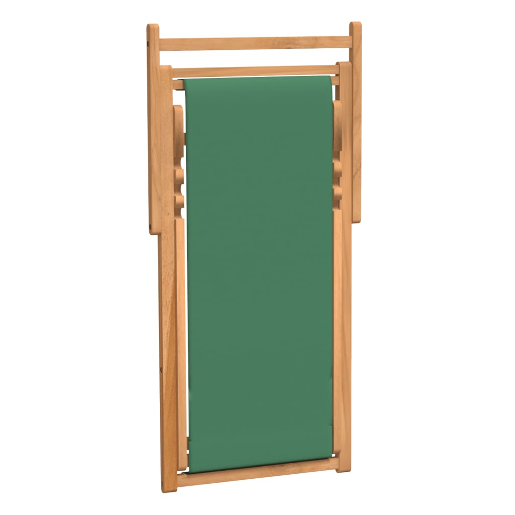 Silla de playa plegable madera maciza de teca verde vidaXL