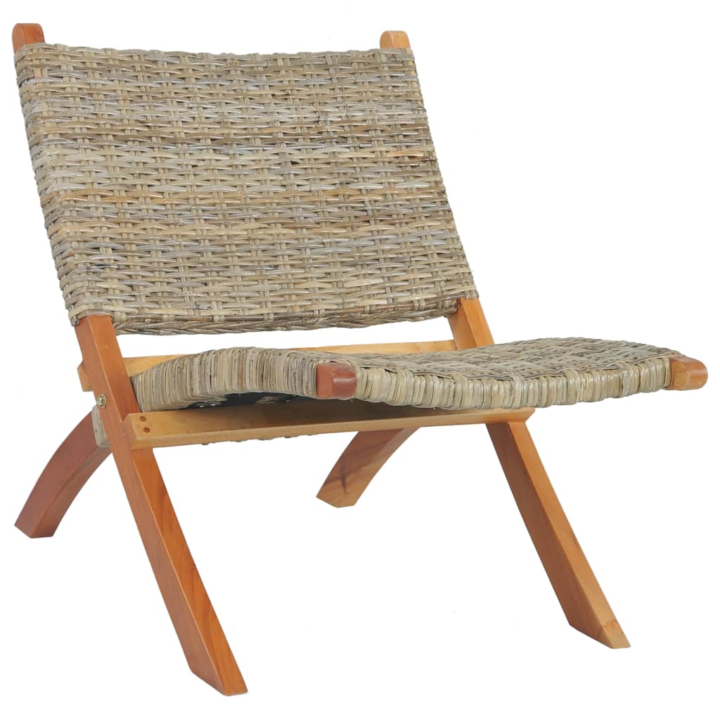 Vetonek Silla de ratán kubu natural y madera maciza de caoba