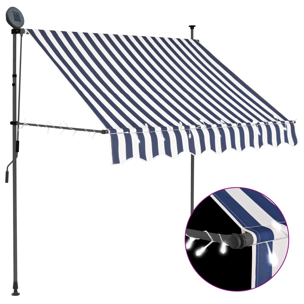 Vetonek Toldo manual retráctil con LED azul y blanco 100 cm