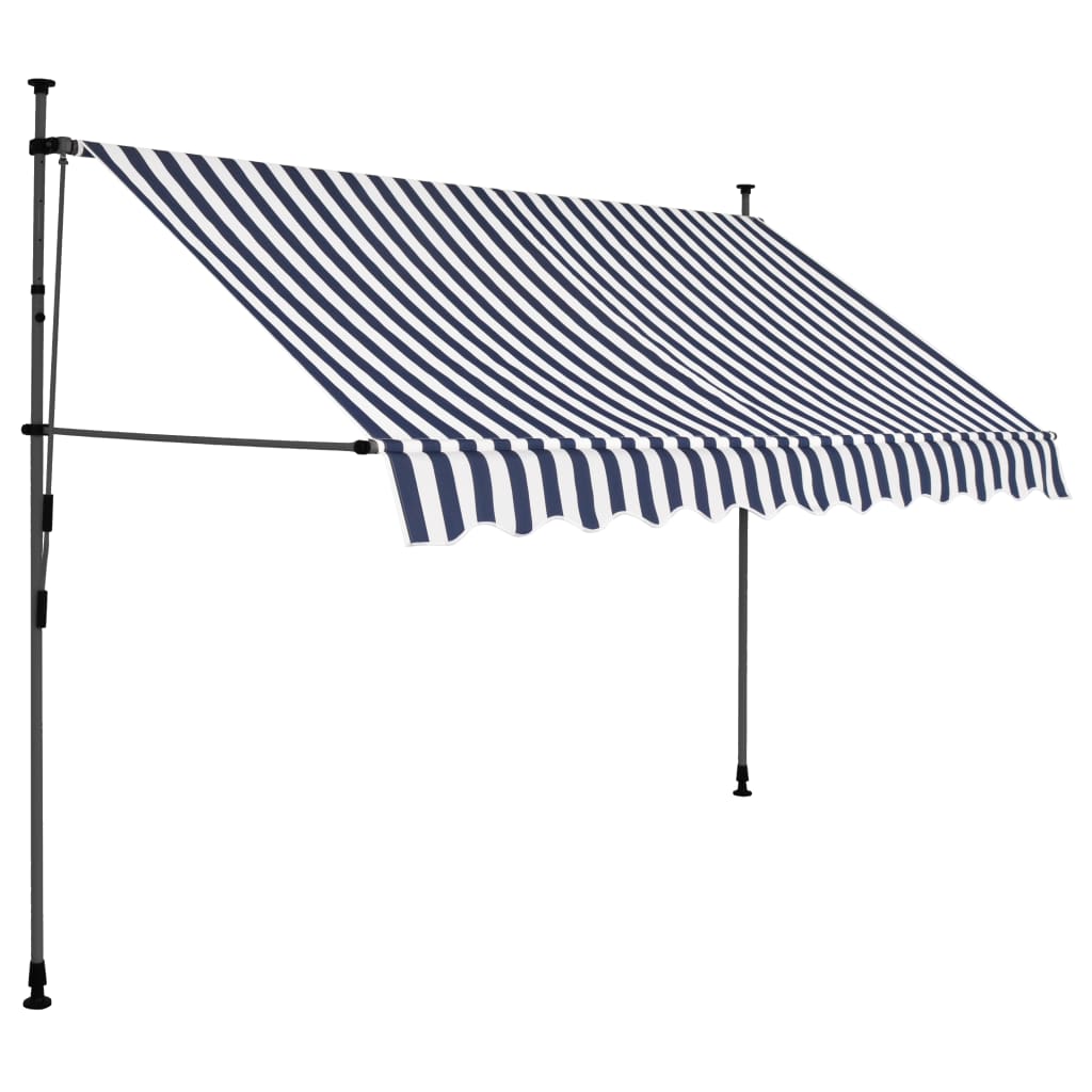 Toldo manual retráctil con LED azul y blanco 250 cm vidaXL