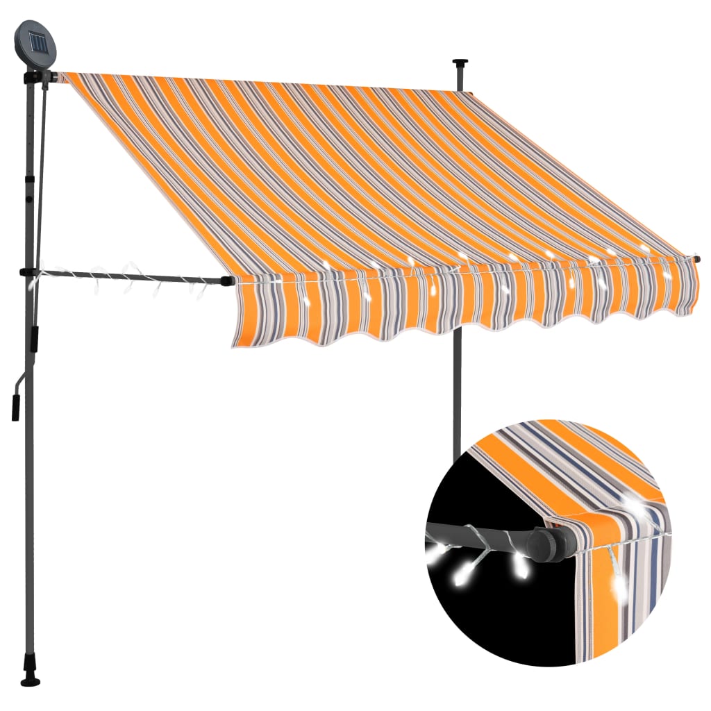 Vetonek Toldo manual retráctil con LED amarillo y azul 100 cm