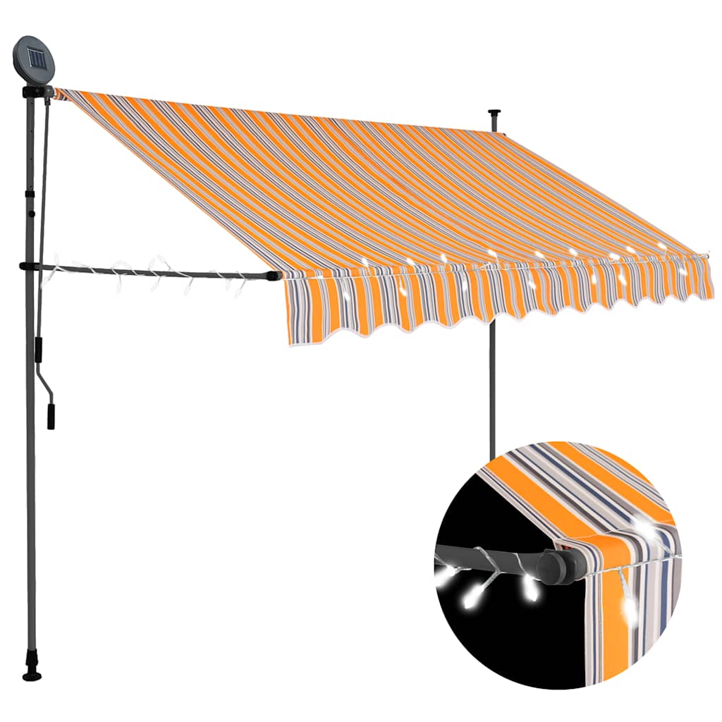 Vetonek Toldo manual retráctil con LED amarillo y azul 250 cm