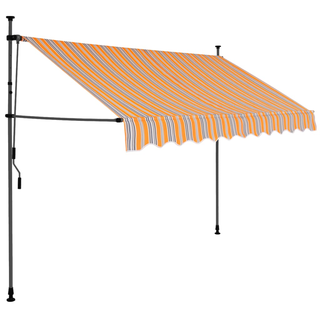 Toldo retráctil manual con LED amarillo y azul 300 cm vidaXL