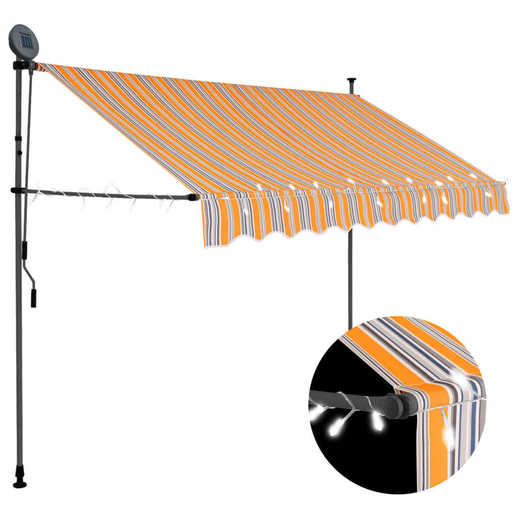 Vetonek Toldo retráctil manual con LED amarillo y azul 300 cm