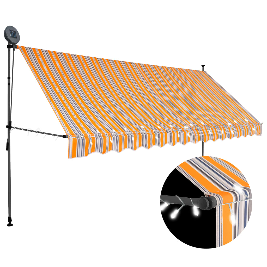 Vetonek Toldo retráctil manual con LED amarillo y azul 350 cm