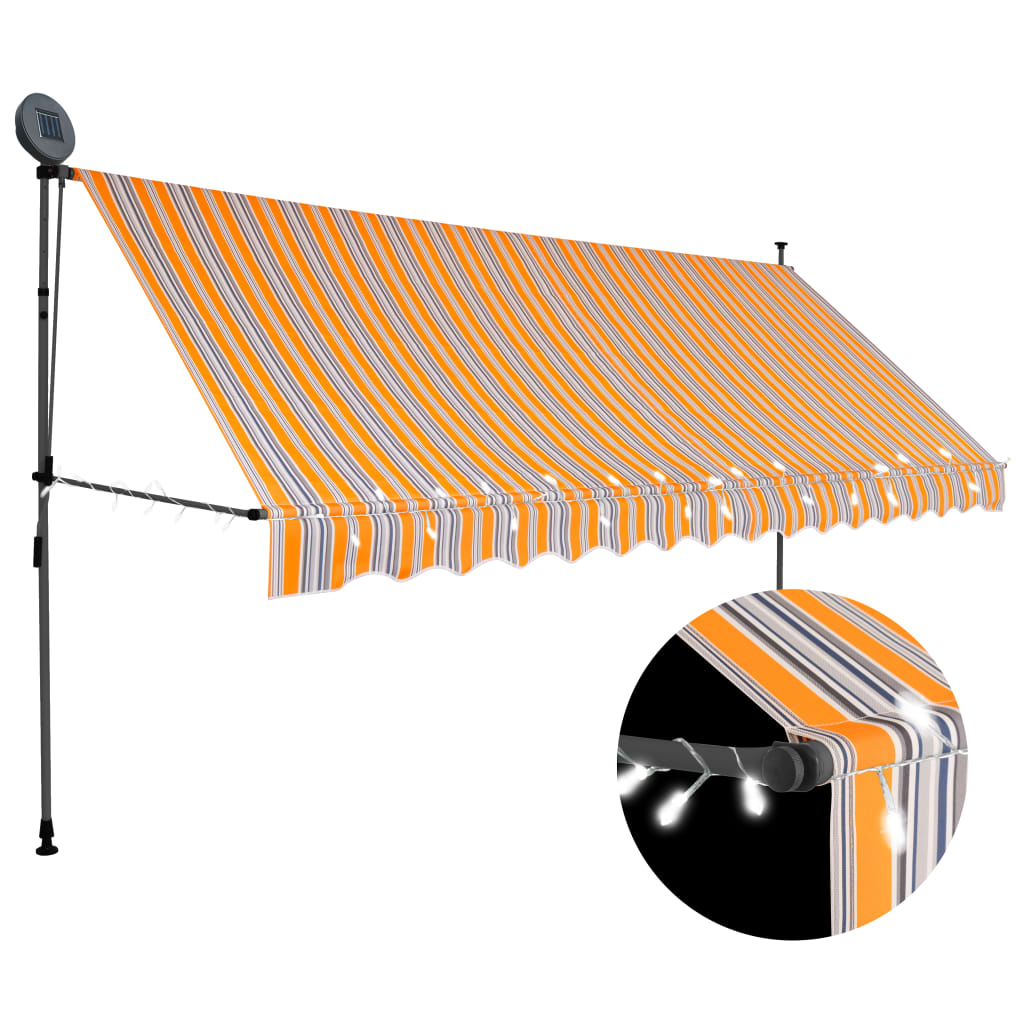 Vetonek Toldo retráctil manual con LED amarillo y azul 400 cm