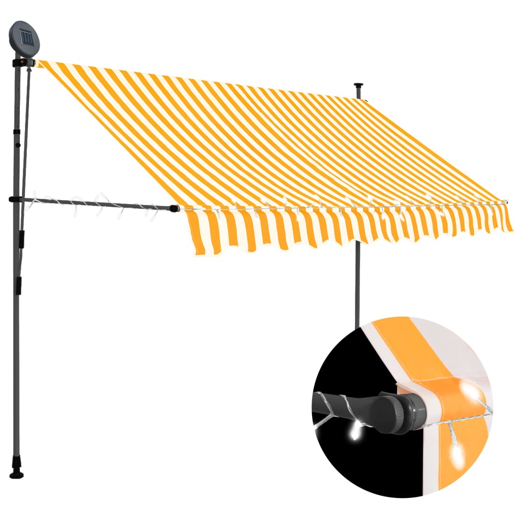 Vetonek Toldo manual retráctil con LED blanco y naranja 250 cm