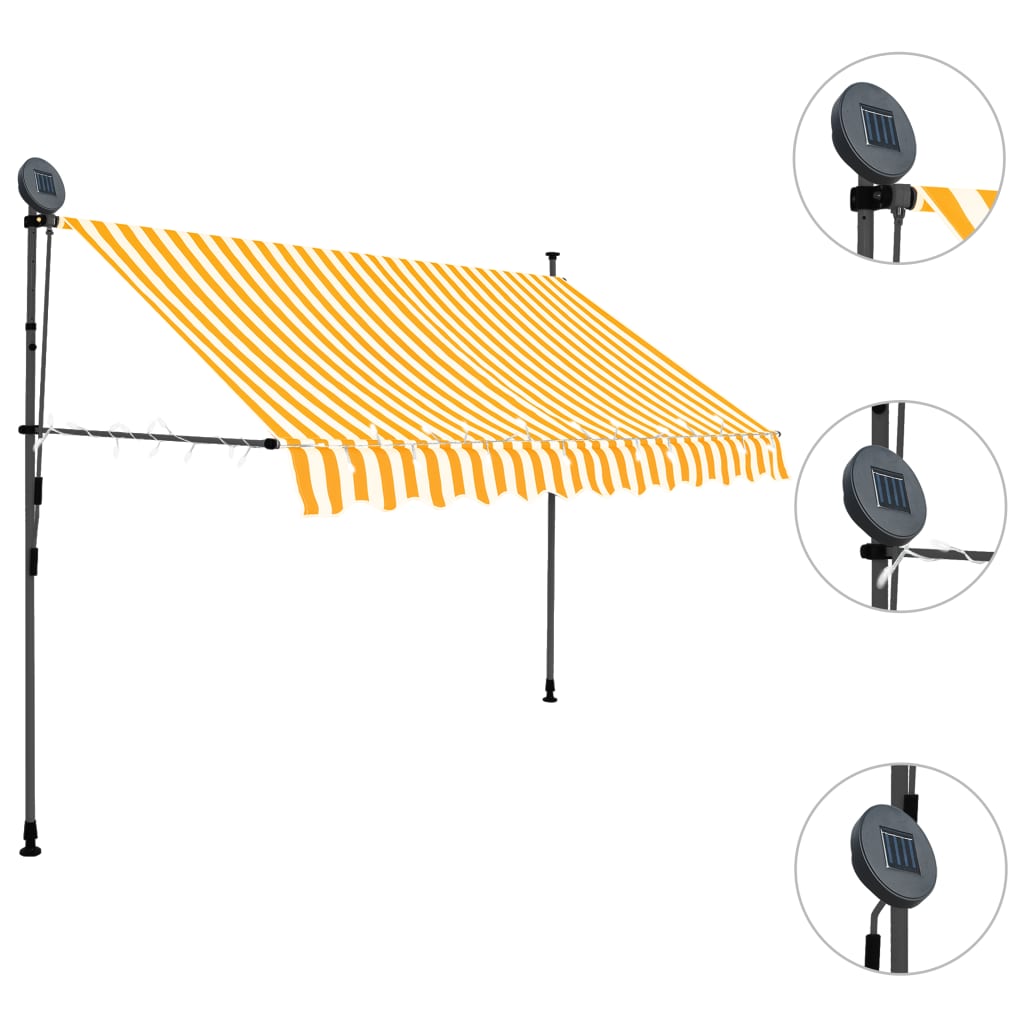 Toldo manual retráctil con LED blanco y naranja 300 cm vidaXL