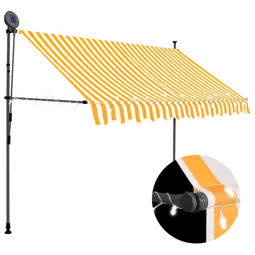 Vetonek Toldo manual retráctil con LED blanco y naranja 300 cm