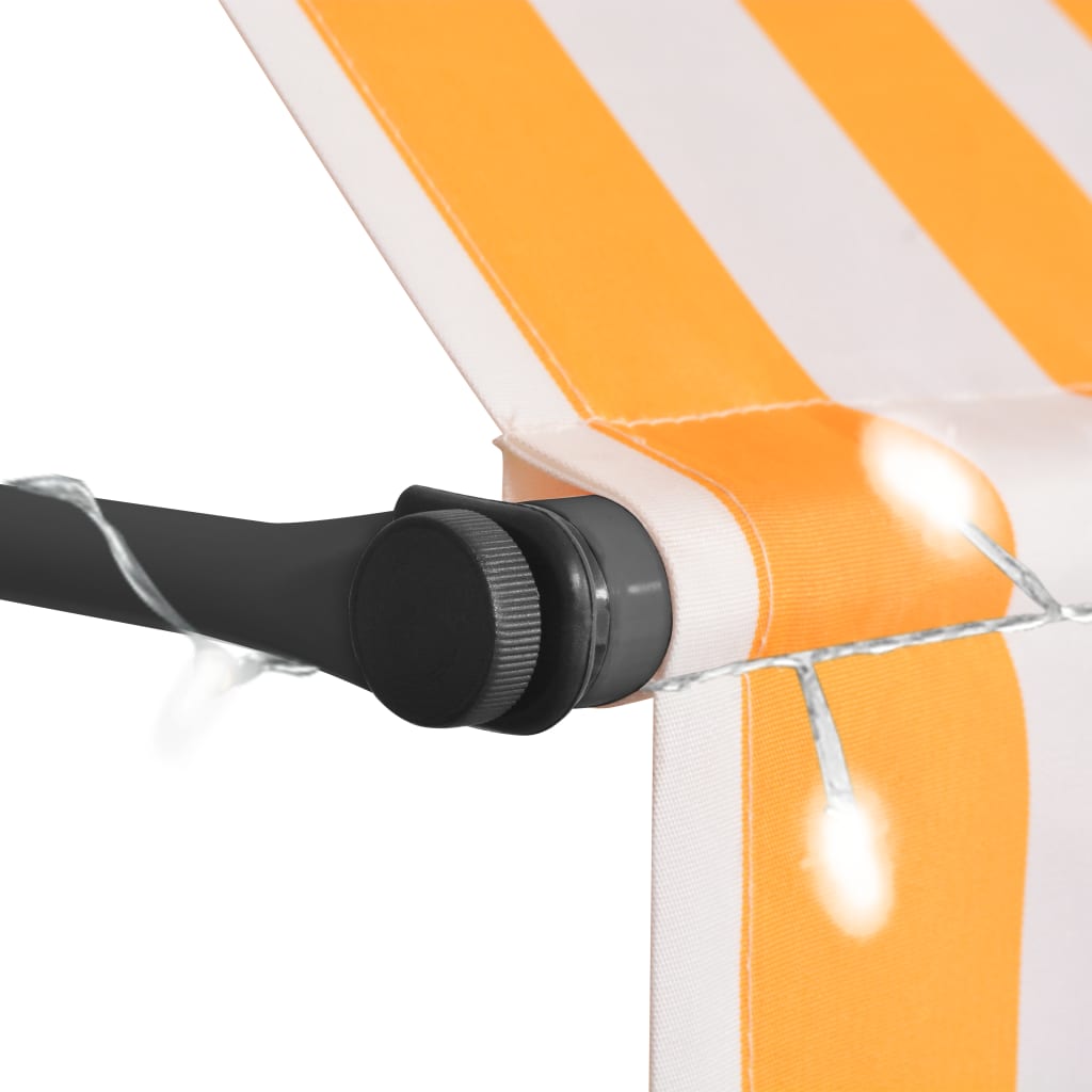 Toldo manual retráctil con LED blanco y naranja 300 cm vidaXL