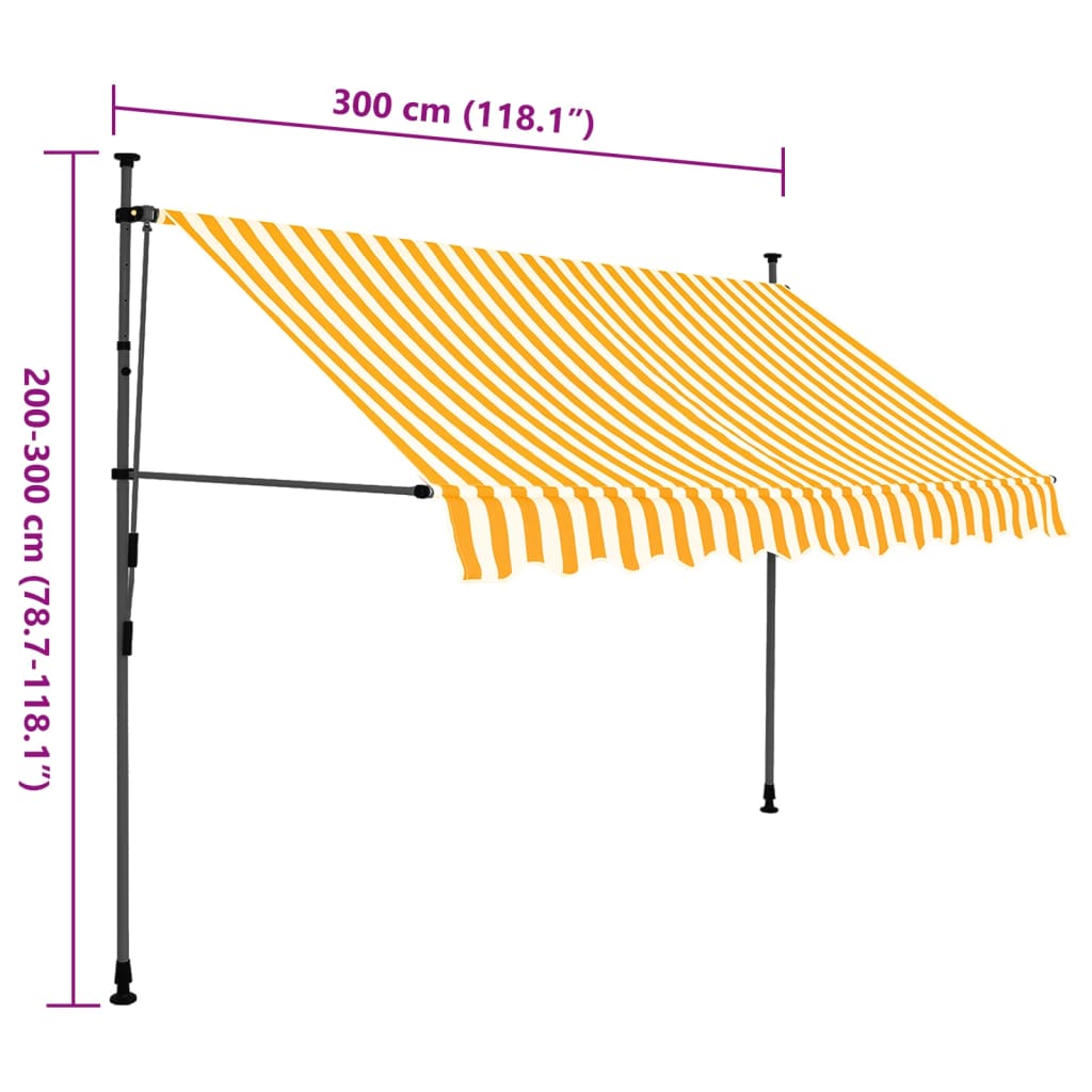 Toldo manual retráctil con LED blanco y naranja 300 cm vidaXL