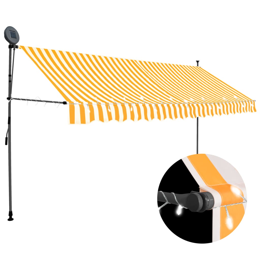 Vetonek Toldo manual retráctil con LED blanco y naranja 350 cm