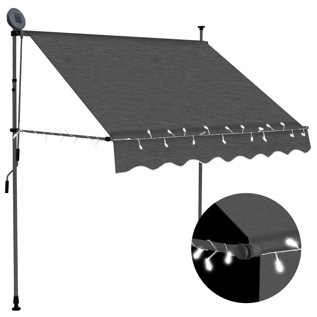 Vetonek Toldo manual retráctil con LED gris antracita 100 cm