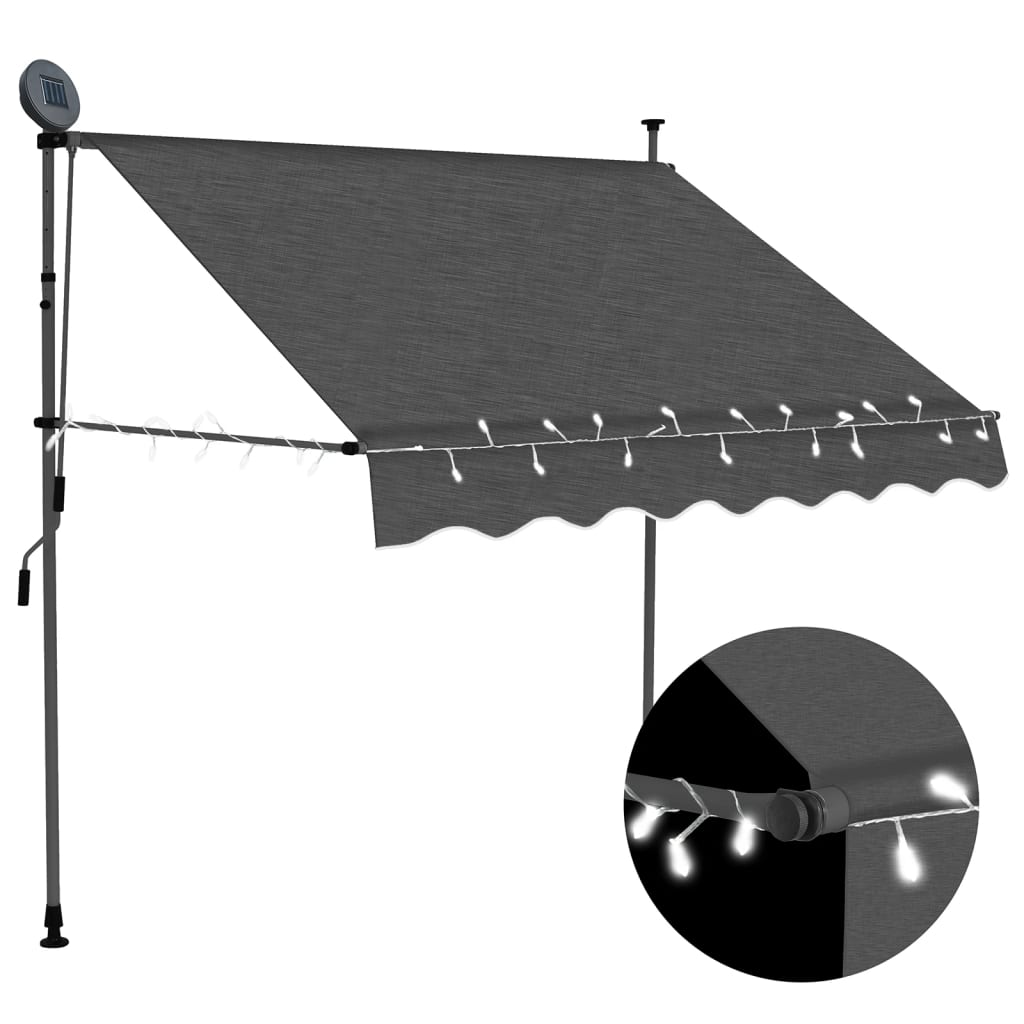 Vetonek Toldo manual retráctil con LED gris antracita 150 cm