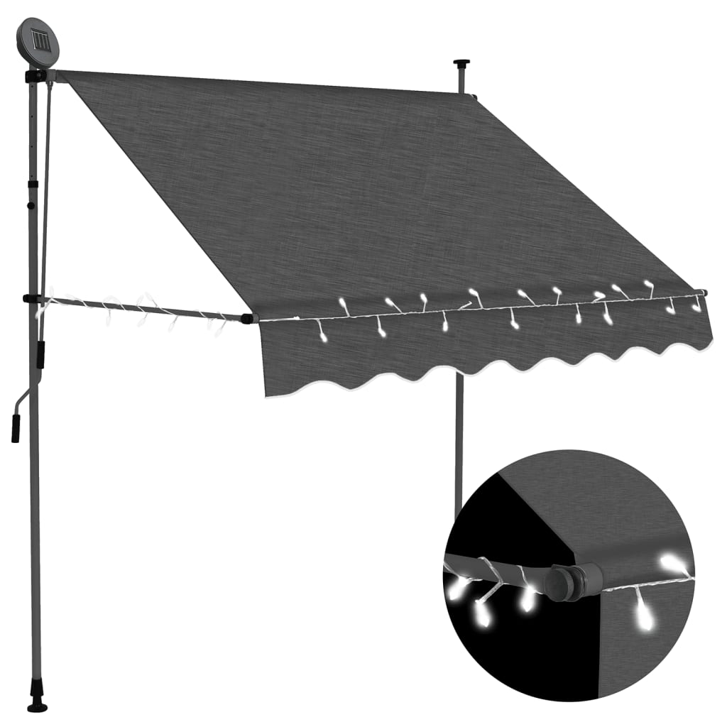 Vetonek Toldo manual retráctil con LED gris antracita 200 cm