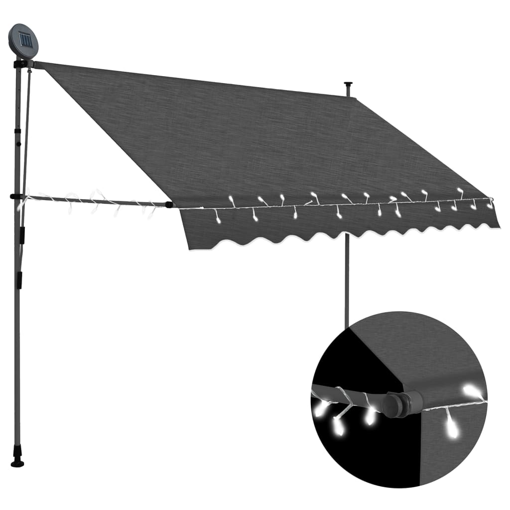 Vetonek Toldo manual retráctil con LED gris antracita 250 cm