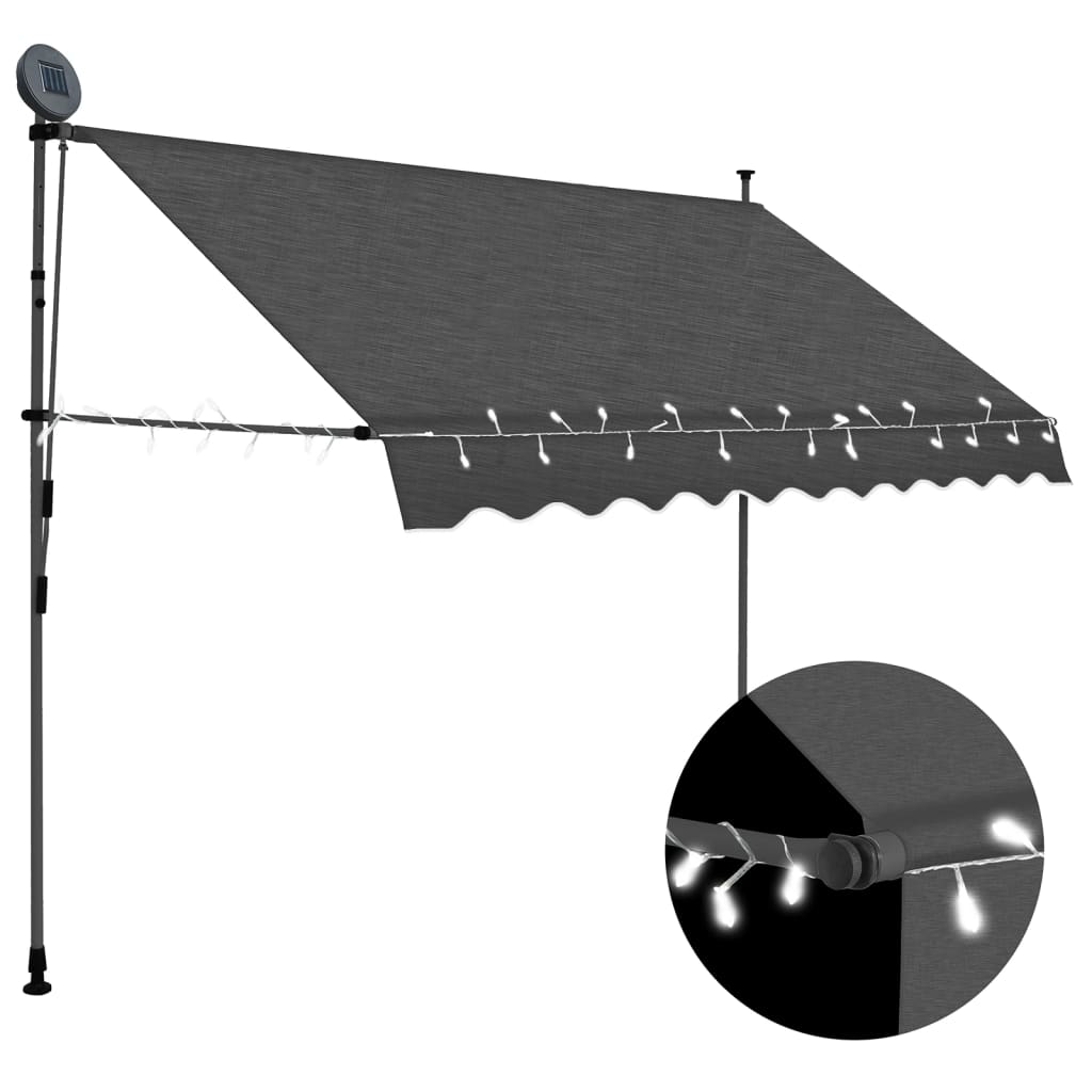 Vetonek Toldo manual retráctil con LED gris antracita 300 cm