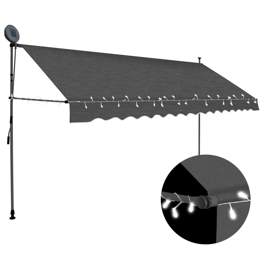 Vetonek Toldo manual retráctil con LED gris antracita 350 cm