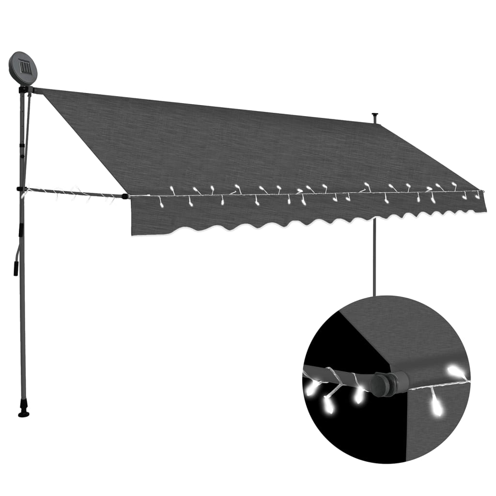 Vetonek Toldo manual retráctil con LED gris antracita 400 cm