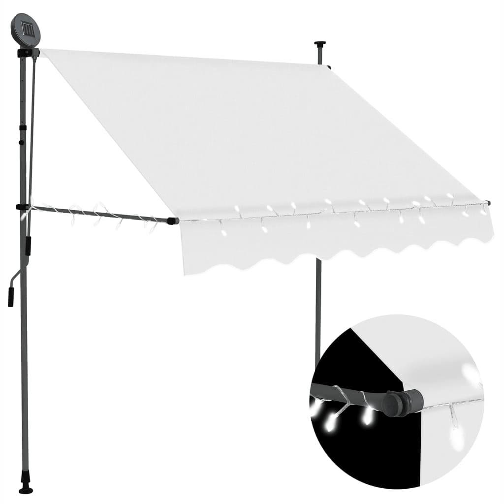 Vetonek Toldo manual retráctil con LED crema 200 cm